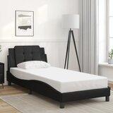 Maison Chic Posteljni okvir - Enojna postelja - Postelja za odrasle z vzglavjem črn 80x200 cm umetno usnje-J9407, (21761908) | Shoptok.si