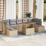 vidaXL 8 Dijelni Vrtni Sofa Set s Jastucima Bež Poli Ratan | shoptok.hr