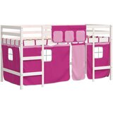  The living store otroški pograd z zavesami roza 80x200 cm trdna borovina - otroški pograd, (21488340) | Shoptok.si