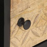  Klubska mizica z izrezljanimi vrati 90x55x36 cm mangov les | Shoptok.si