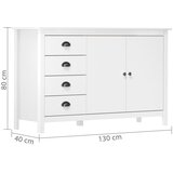  Komoda Hill bijela 130 x 40 x 80 cm od masivne borovine | Eponuda.com
