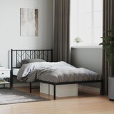 Maison Chic Kovinski Posteljni okvir - Enojna postelja - Postelja za odrasle z vzglavjem črn 107x203 cm, (21694182) | Shoptok.si