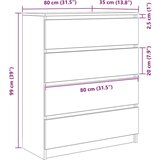 vidaXL Komoda sonoma hrast 80x35x99 cm inženirski les | Shoptok.si