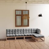  Sedežna garnitura 5-delna z blazinami trdna borovina | Shoptok.si