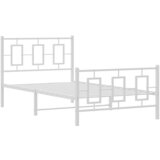  The Living Store Kovinski posteljni okvir z vzglavjem in vznožjem bel 100x190 cm - Posteljni Okvir, (21450842) | Shoptok.si