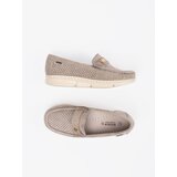 GOODIN Dark beige openwork loafers with a gold element | Shoptok.si