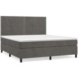  Box spring postelja z vzmetnico temno siva 160x200 cm žamet, (20899609) | Shoptok.si