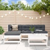 The Living Store Vrtna sedežna garnitura 5-delna z blazinami bela trdna borovina - Vrtna Sedežna Garnitura, (21477217) | Shoptok.si