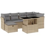 Maison Chic Seti vrtnega pohištva - Vrtna garnitura - Vrtni pohištvo set 7-delna z blazinami bež poli ratan, (21805069) | Shoptok.si