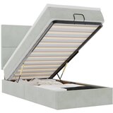 Maison Chic Otomanski Posteljni okvir - Enojna postelja - Postelja za odrasle z vzmetnicami siv 90x200cm žamet-J2118, (21760208) | Shoptok.si