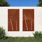  Vrtni zidni ukrasi 2 kom 105x55 cm čelik COR-TEN cvjetni uzorak | Eponuda.com