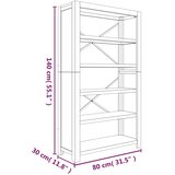  Polica za knjige sa 5 razina 80x30x140 cm masivno drvo bagrema | Eponuda.com