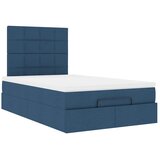  Otomanski okvir kreveta s madraca plavi 120x190 cm od tkanine | Eponuda.com