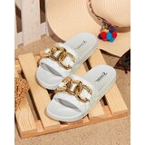 Resti Blue women's quilted slippers with a gold chain Eteris - Footwear | Shoptok.si