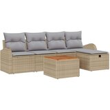 vidaXL 6-delni vrtni sofa komplet z blazinami Bež Poli ratan, (22091403) | Shoptok.si