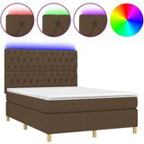  Krevet box spring s madracem LED tamnosmeđi 140x200 cm tkanina | shoptok.hr