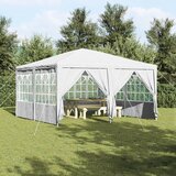 vidaXL Šotor za zabave z 8 bočnimi stenami bel 4x4 m PE | Shoptok.si