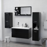  Kupaonsko ogledalo crno 90 x 10,5 x 45 cm konstruirano drvo | shoptok.hr