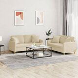 vidaXL Sedežna garnitura 2-delna z vzglavniki krem blago | Shoptok.si