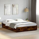 Maison Chic Posteljni okvir - Dvoposteljna postelja - Zakonska postelja dimljeni hrast 120x190 cm inž. les in kovina-J14226, (21761714) | Shoptok.si