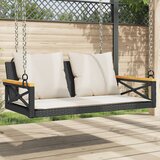 vidaXL Klupa za ljuljanje s jastucima crna 109x62x40 cm od poliratana Cijene