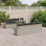  10-dijelni vrtni sofa set s jastučićima svjetlosiva poliratan | shoptok.hr