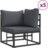 vidaXL Vrtna sedežna garnitura z blazino 9 pcs Črna Aluminij, (5000154435) | Shoptok.si