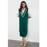 Trendyol Emerald Green Mini Knitwear Color Block Dress | Shoptok.si