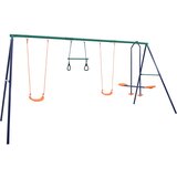 vidaXL Set ljuljački s gimnastičkim karikama i 4 sjedala čelični Cijene