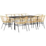 vidaXL Vrtni blagovaonski set od 9 dijelova smeđi od poliratana i stakla - Smeđa 200 x 100 x 74 cm 8 | shoptok.hr