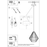  Sollux SL.0298 - Luster na sajli DEMI 1xE27/60W/230V crna/bela | Eponuda.com