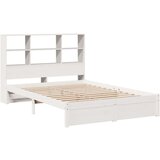 vidaXL Krevet s regalom z knjige bez madraca bijeli 140x190cm borovina | shoptok.hr