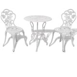 Bistro 3-dijelni bistro set od lijevanog aluminija bijeli Cijene