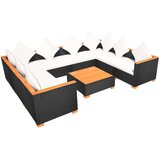 Poli 9-dijelna vrtna garnitura od poliratana s jastucima crna | shoptok.hr