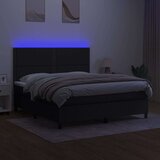 vidaXL Box spring postelja z vzmetnico LED črna 160x200 cm blago | Shoptok.si