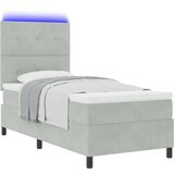 vidaXL Box Spring Krevet s Madracem & LED Svjetlom Svjetlosiva 80x200 cm Baršun | shoptok.hr