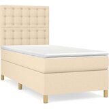 vidaXL Box spring postelja z vzmetnico krem 90x190 cm blago | Shoptok.si