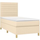  Krevet box spring s madracem LED krem 90x190 cm od tkanine | shoptok.hr