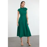 Trendyol Green A-Line Pleated Woven Dress