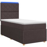  LED okvir za krevet s madracem Tamno smeđa 90 x 200 cm Tkanina | shoptok.hr