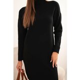 Kesi Włoski Women's sweater dress with a turtleneck and pocket black | shoptok.hr