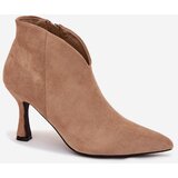 Boto Low Women's Ankle Boots On Heel Eco Suede Beige Jolivra | shoptok.hr