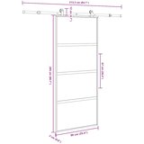  Klizna vrata s priborom 90 x 205 cm kaljeno staklo i aluminij | shoptok.hr