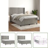 The Living Store Box spring postelja z vzmetnico svetlo siva 140x200 cm žamet - Box Spring Postelja, (21737270) | Shoptok.si