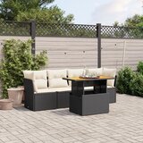 Maison Chic Seti vrtnega pohištva - Vrtna garnitura - Vrtni pohištvo set 5-delna z blazinami črn poli ratan, (21817198) | Shoptok.si