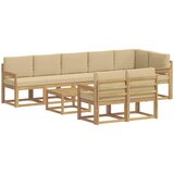  Set vanjskih sofa s jastukom 9 pcs Bijela i bež Poliester | shoptok.hr