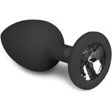 EasyToys Diamond - analni dildo z belim kamnom (majhen) - črn | Shoptok.si