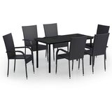  7-dijelni vrtni blagovaonski set crni Crna Dužina stola 140 cm | shoptok.hr