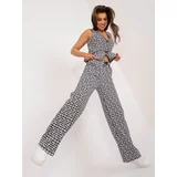 Fashion Hunters Grey and black fabric trousers with straight legs