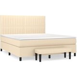 vidaXL Box spring postelja z vzmetnico krem 160x200 cm blago, (20894527) | Shoptok.si